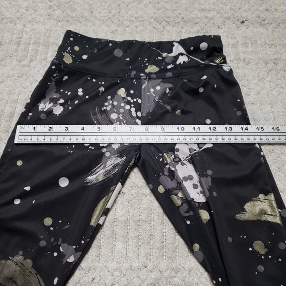 Justice Black and Gold White Splatter Print Leggings Size L 12-14 - Picture 7 of 12